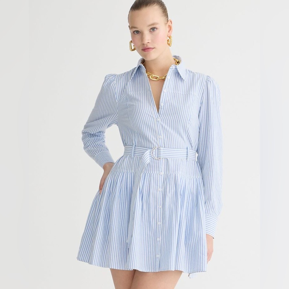 J. Crew Fit-and-flare shirtdress in striped lightweight oxford